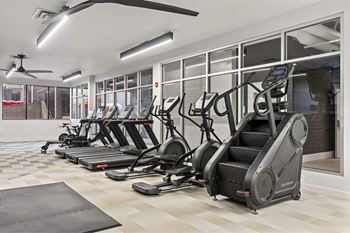 Gym with treadmills and elliptical